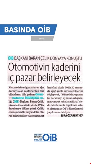 OTOMOTİVİN KADERİNİ İÇ PAZAR BELİRLEYECEK